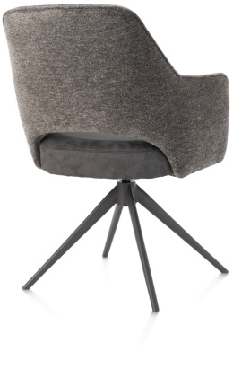 [na zamówienie] Happy@Home Fotel Jadalniany Obrotowy Brad (Antracyt, Mikrofibra Calabria & Szenila Enzo)