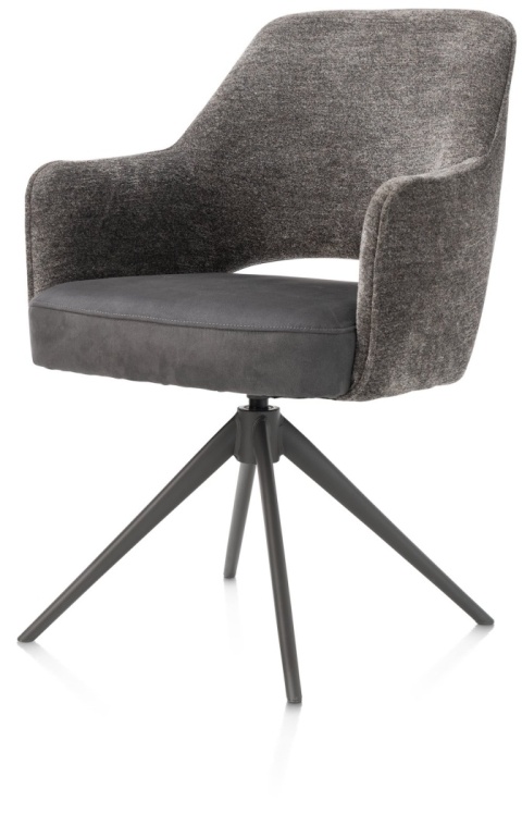 [na zamówienie] Happy@Home Fotel Jadalniany Obrotowy Brad (Antracyt, Mikrofibra Calabria & Szenila Enzo)